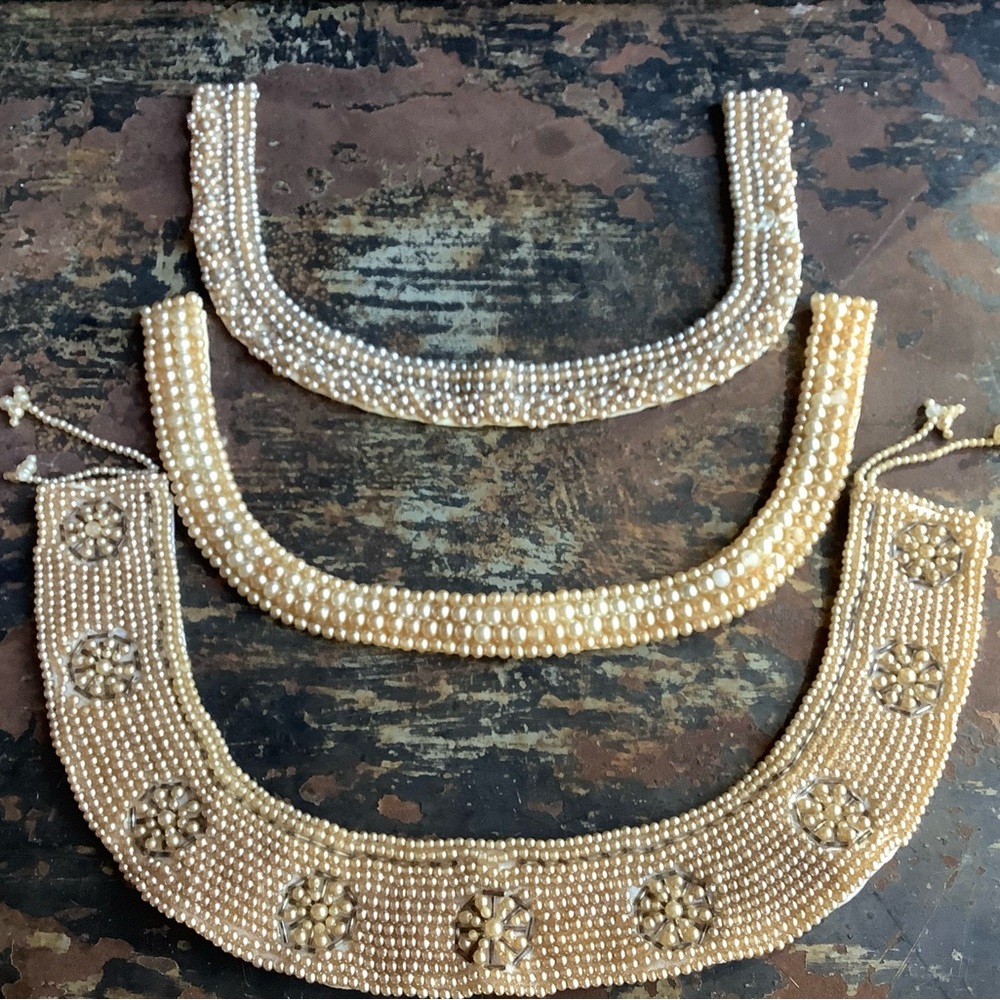 Vintage 1950s Embellished Handmade Pearl Collars Japan